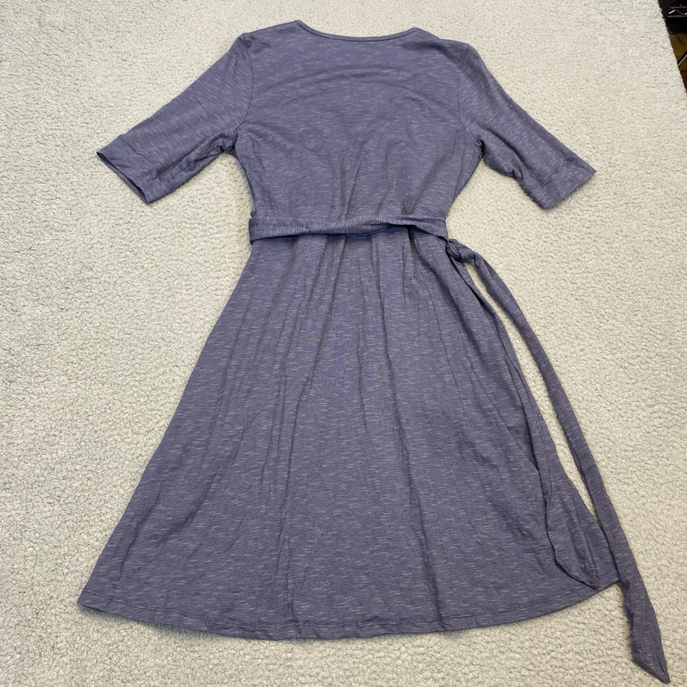 Toad & Co Dress Women's M Blue Gray Fit Flare Knit Wrap V Neck Belted Pockets - Picture 2 of 9